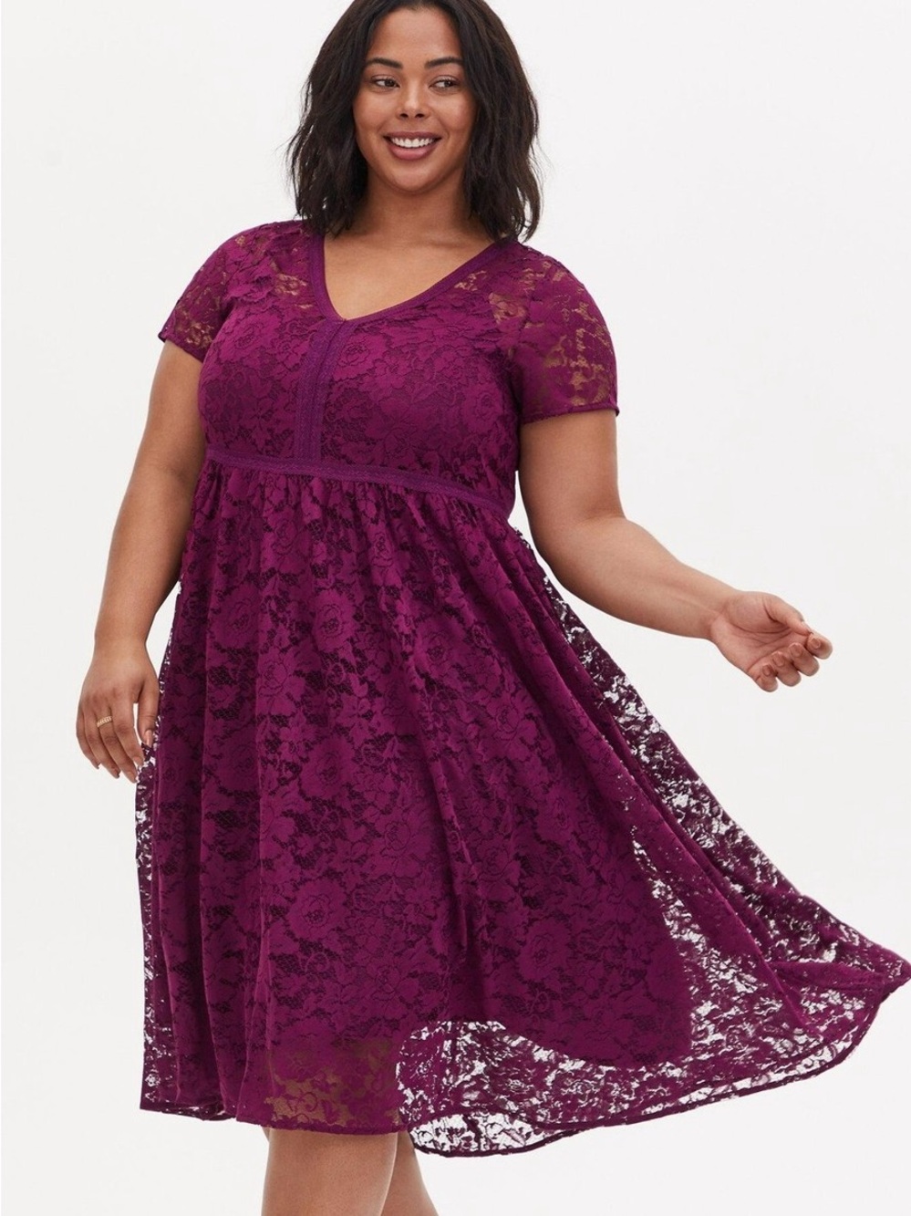 Torrid Deep Plum Floral Lace Cocktail Special Occasion Dress - Size 16